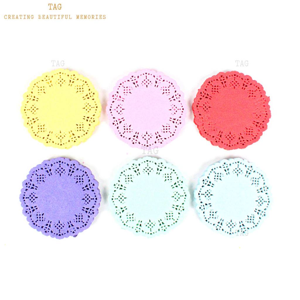 +/- 90mm 3.5” Round Colour Lace Wedding Décor Party DIY Doily Doyley Paper Kertas Doily Doyley Warna 100Pcs CNSY1006