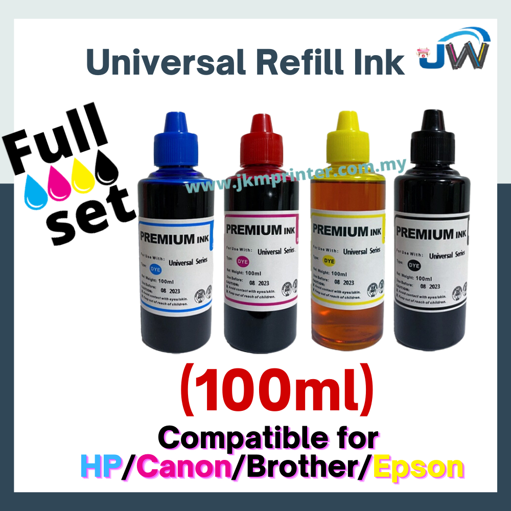 Universal Refill Ink (100ml) Compatible for HP / Canon / Brother / Epson