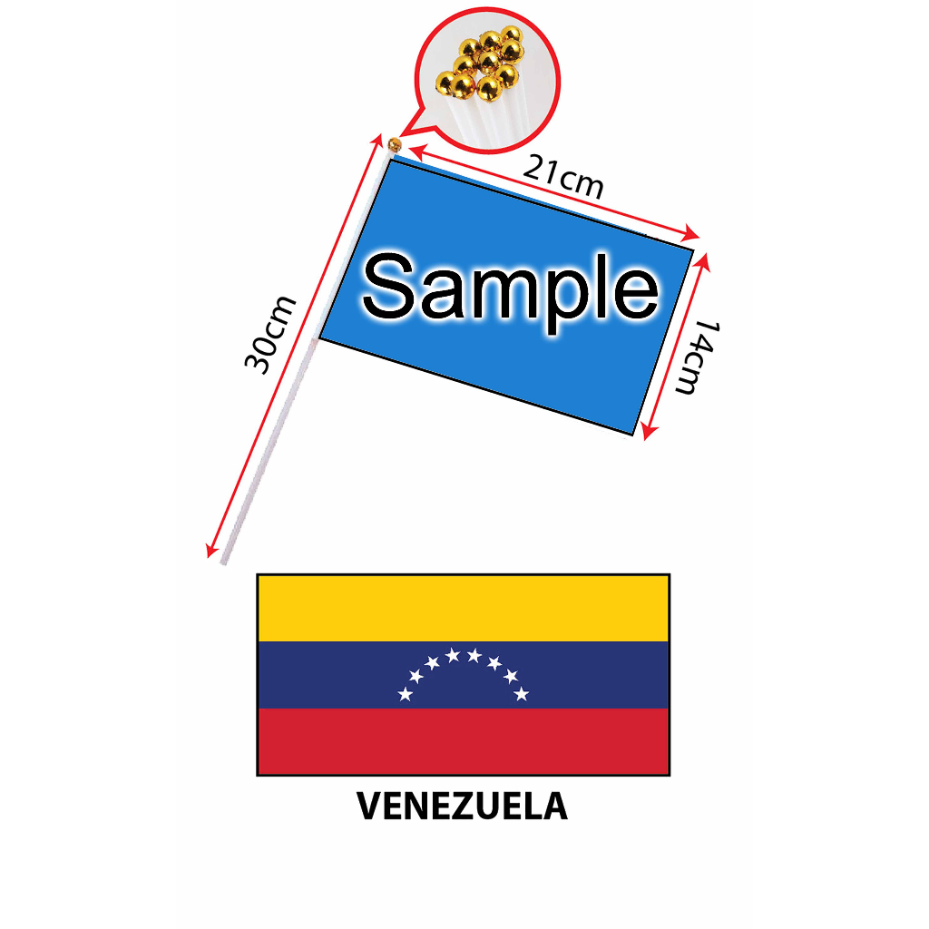 Venezuela Hand Flag With Stick (14x21cm)/ Bendera Tangan Dunia Venezuela (14x21cm)