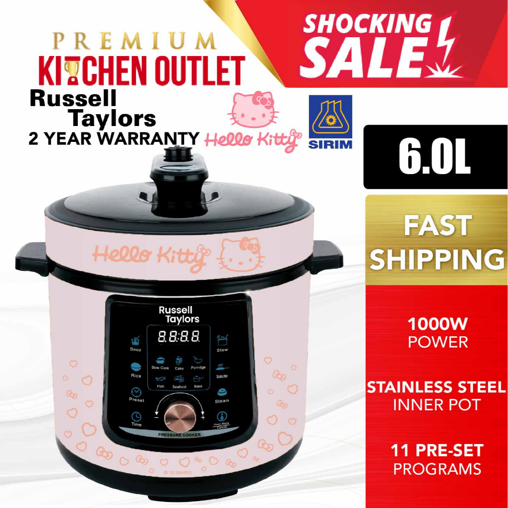 Russell Taylors x Hello Kitty 6.0L Pressure Cooker Rice Cooker D2-HK | Disney Mickey & Friends D2 | Stainless Steel Pot