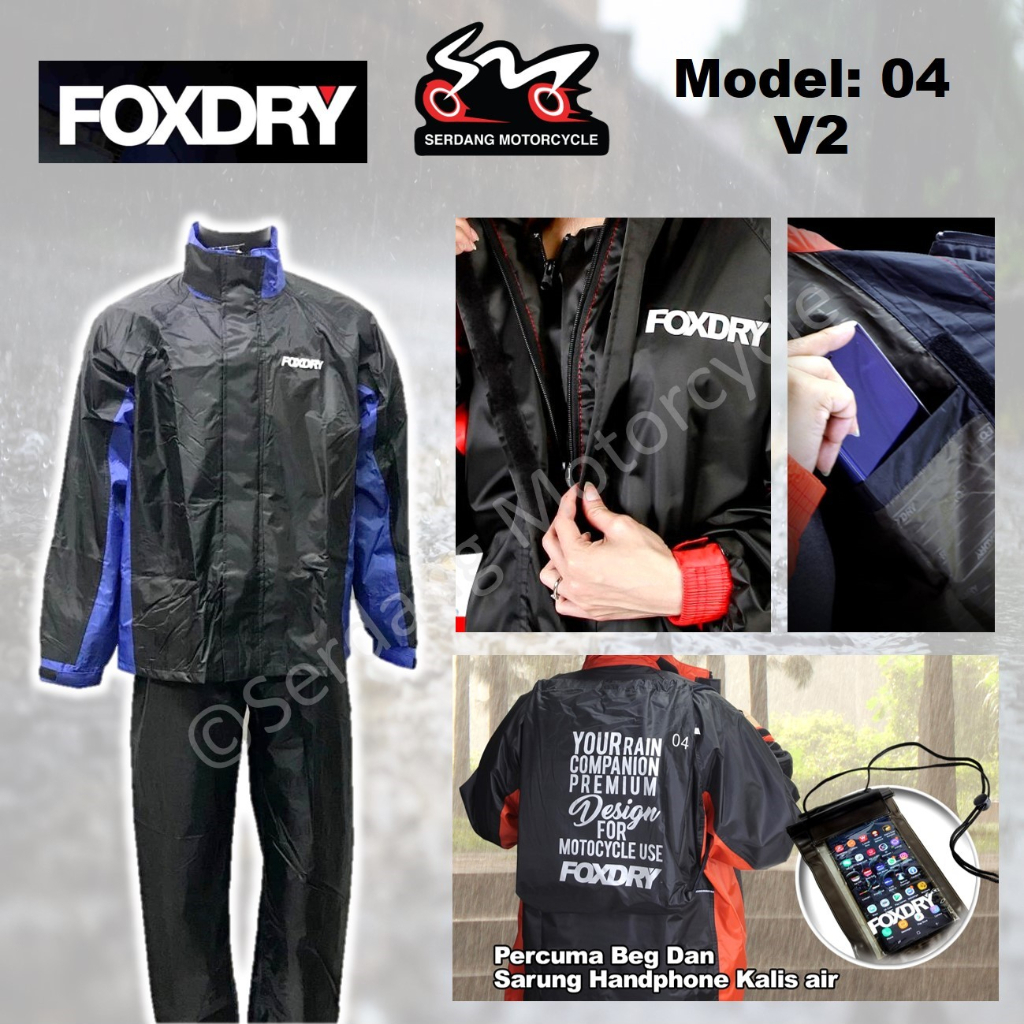 FOXDRY Raincoat 04 Rain Coat Rainsuit Baju Hujan Waterproof 雨衣