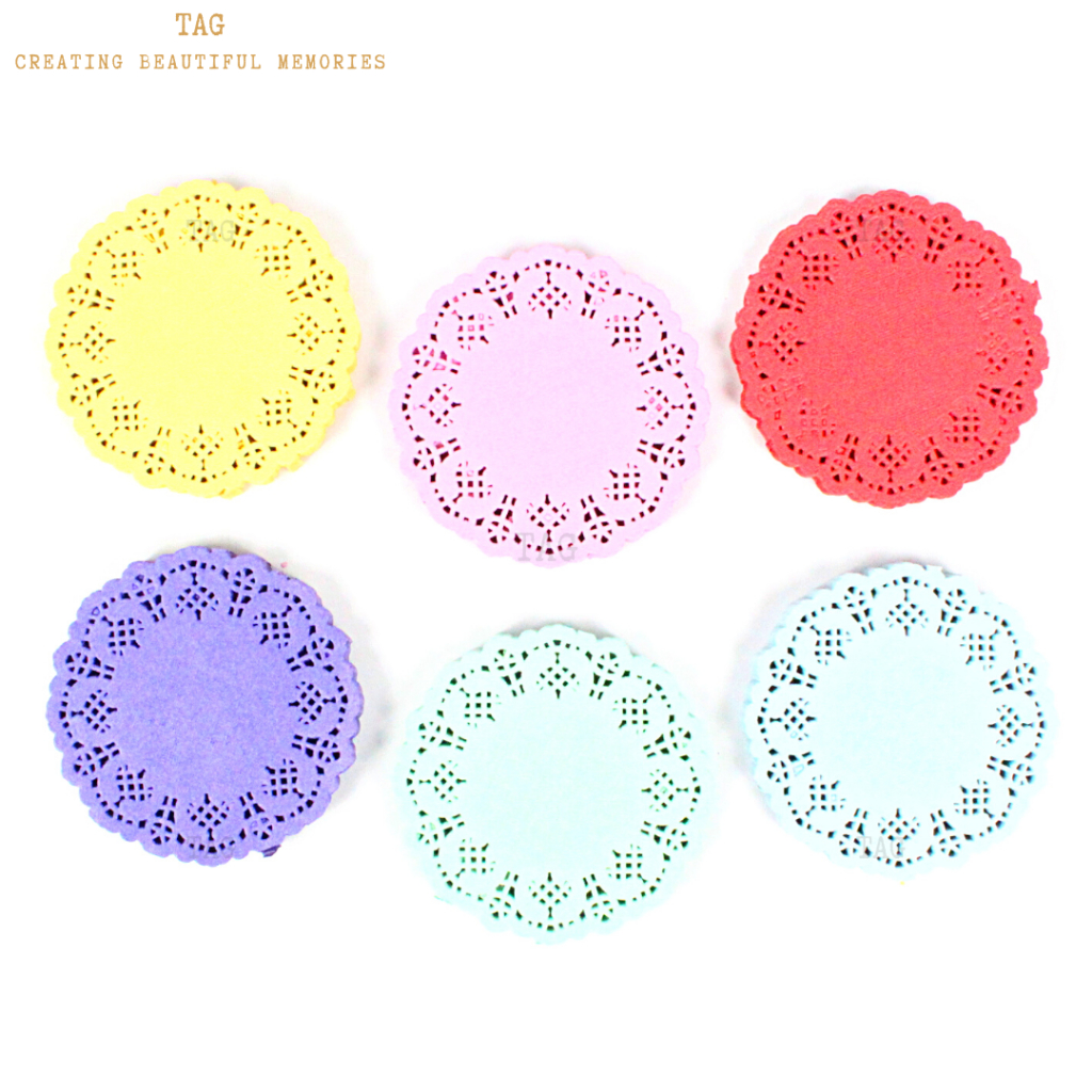 100Pcs +/- 114mm 4.5'' Round Colour Lace Wedding Décor Party DIY Doily Doyley Paper Kertas Doyley Warna CNSY1009 PA328