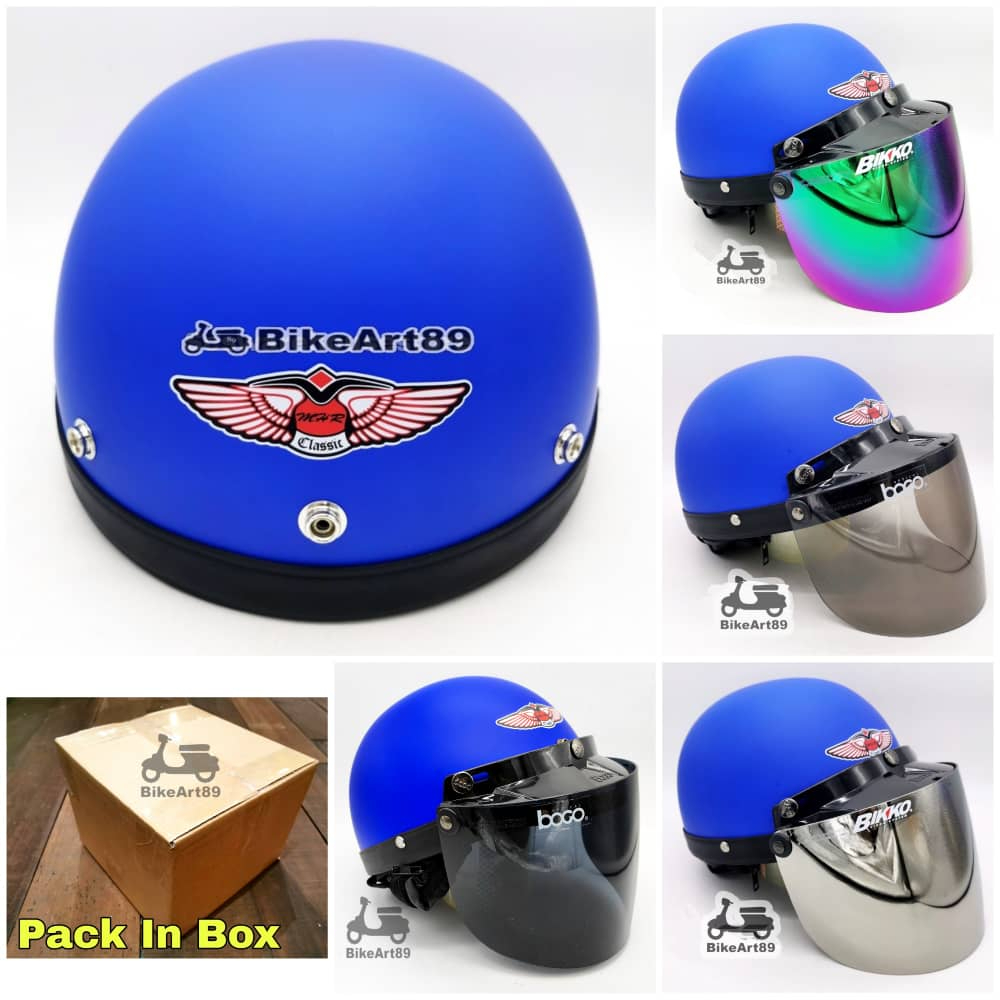 MHR Original Matt Blue III Half Cut Helmet EX5 MT15 LC135 RS150