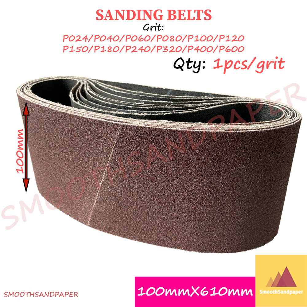 Sanding Belts Aluminium Oxide Kertas Pasir 100mmX610mm (4"X24") 4寸手提坦克机木工家具打磨抛光砂带