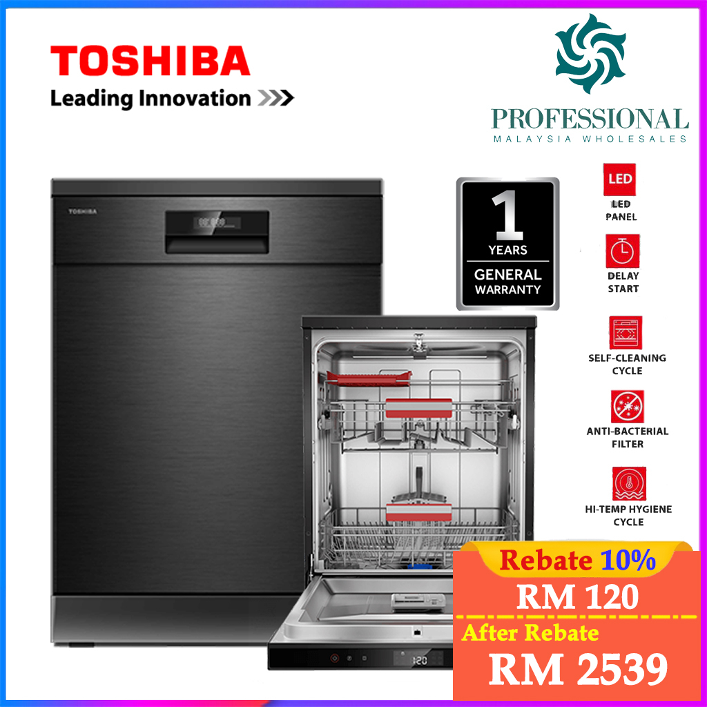 Toshiba 14 Place Setting Freestanding Dishwasher DW-14F2 | UV Disinfection Anti Bacterial DW-14F2(BS)-MY