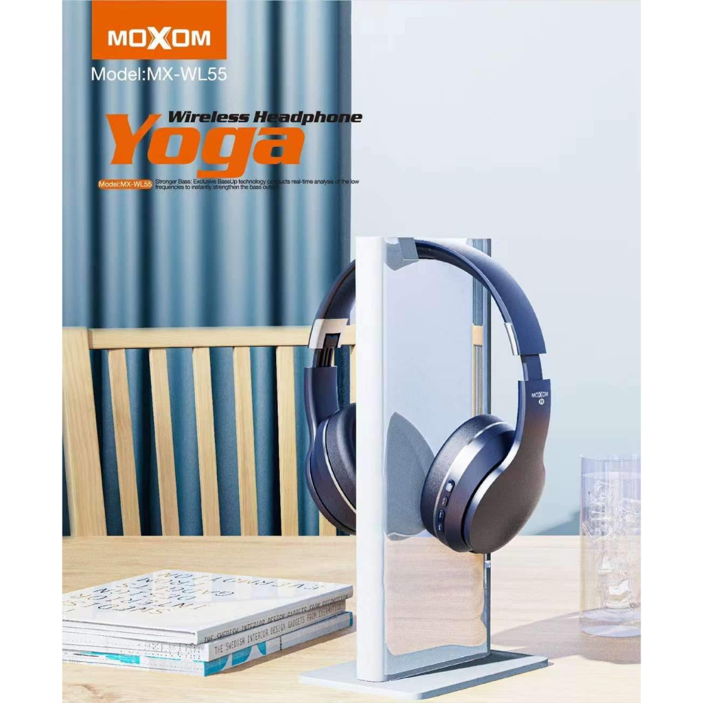 MOXOM MX-WL55 Yogo Wireless Bluetooth 5.3 Headphone Gaming Stereo Over Ear Earphone HiFi Headset Control Button WL55