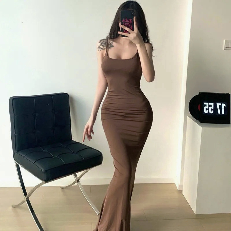 【Malaysia stock】Sexy Sleeveless Backless Mermaid Dress Women Summer Birthday Party Club Long Bodycon Sundress Outfits Amika1