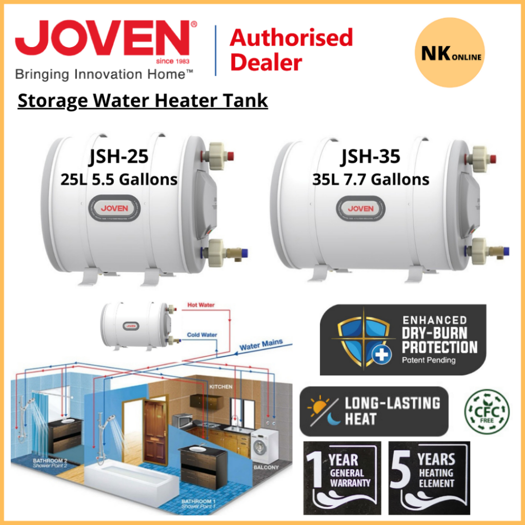 (Free Shipping) Joven Horizontal Multipoint Hot Water Heater Tank Storage Water Heater 25L JSH25 35L JSH35