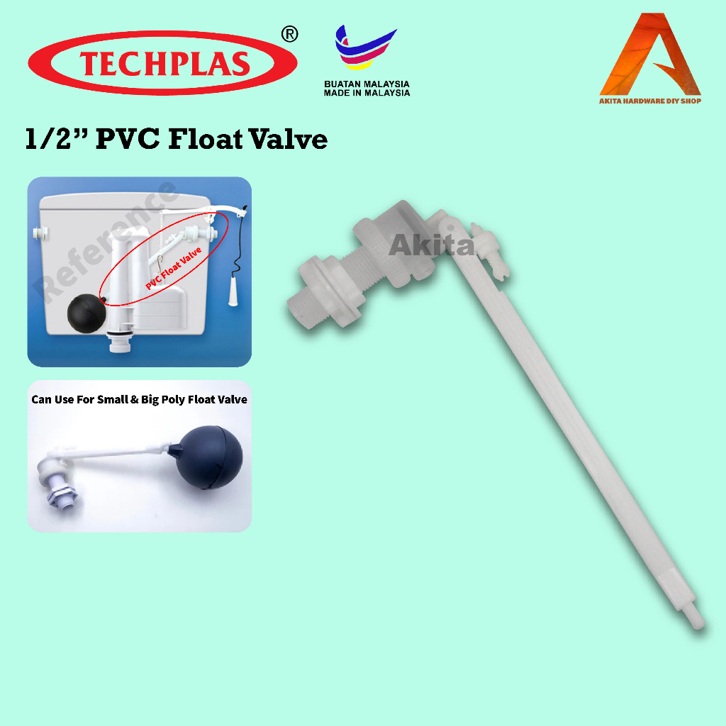 Techplas 1/2'' PVC Float Valve 9'' Length Toilet Cistern Float Valve