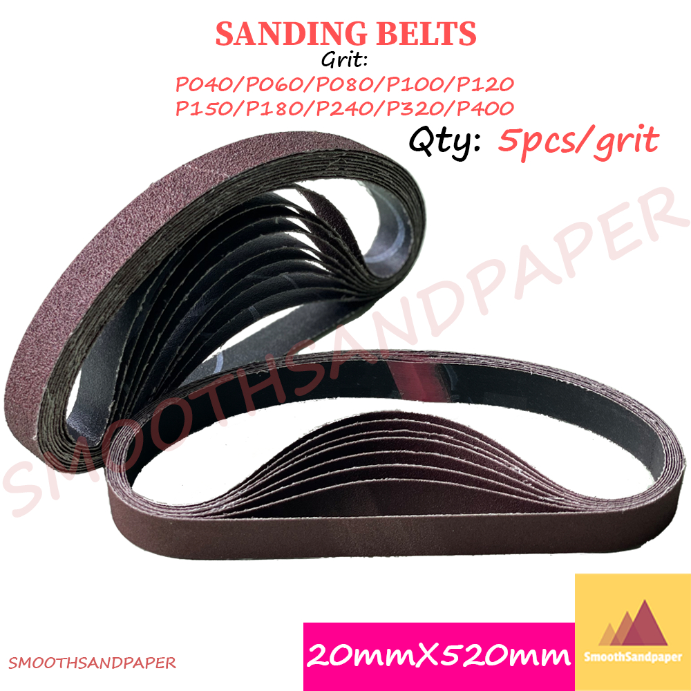 Sandpaper Belts Aluminium Oxide Kertas Pasir 20mmX520mm (0.75"X20.5") 气动小砂带金属抛光打磨20*520mm