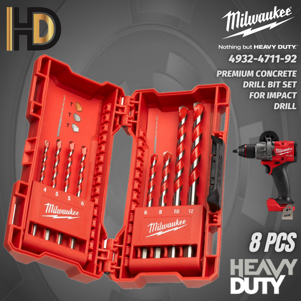 Milwaukee 8 Pcs Percussion Drill Bit Set / Impact Drill Bit Set