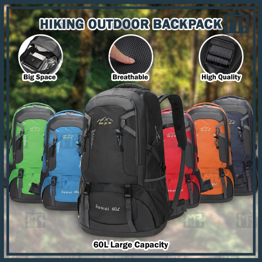 MR 60L Large Capacity Premium Hiking BACKPACK Waterproof Shoes Compartment Outdoor Sports Travel Beg Camping Beg 登山大背包