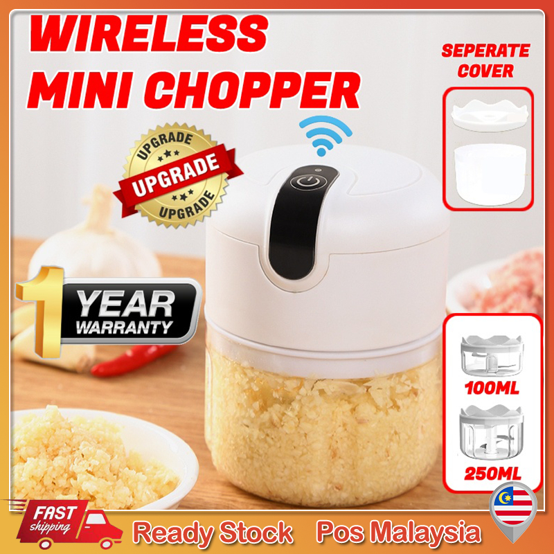 READY STOCK Mini USB Wireless Electric Garlic Masher Press Mincer Vegetable Chilli Meat Grinder Food Chopper Bawang