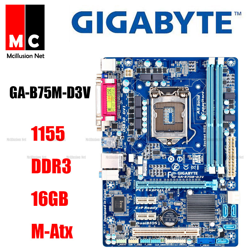 Gigabyte GA-B75M-D2V desktop motherboard DDR3 LGA 1155 USB2.0 USB3.0 ...