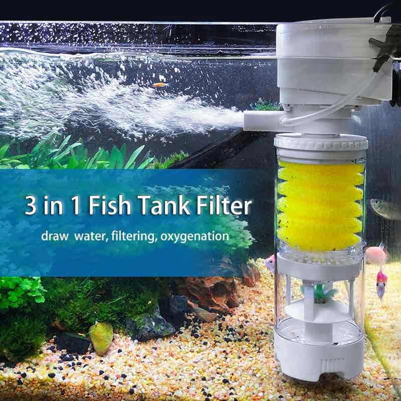 Fish tank three-in-one filter oxygenation pumping water making wave water purification mute