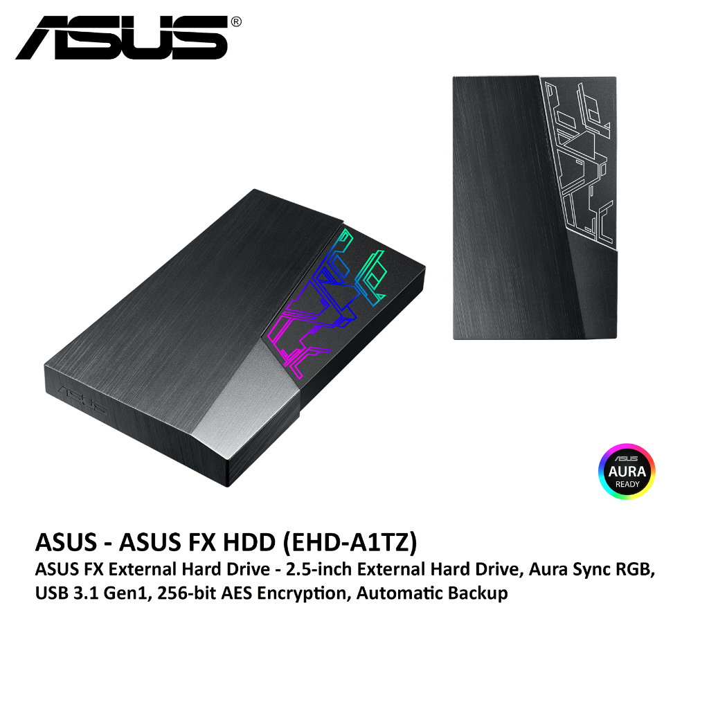 ASUS FX EHDA1T 2.5inch External Hard Drive Aura Sync RGB USB 3.1