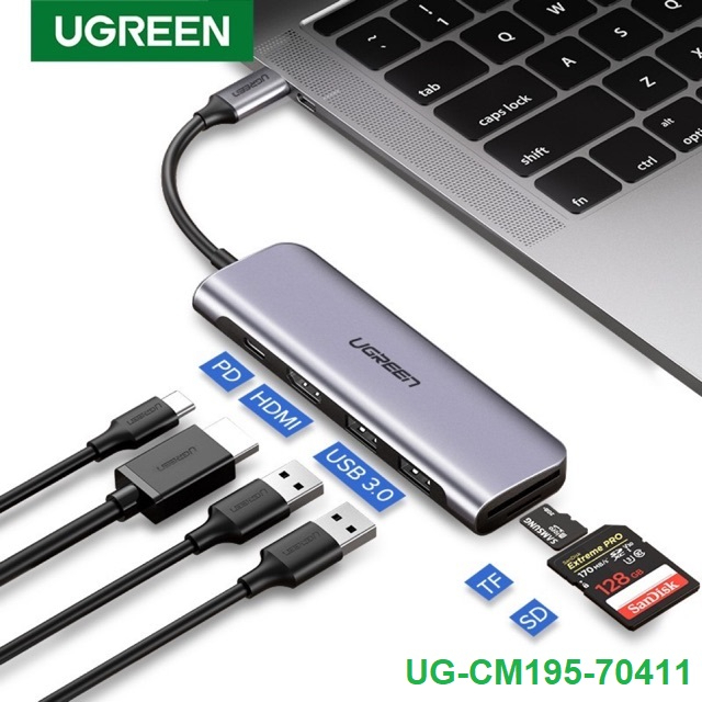 Ugreen Ug-cm195-70411 Usb-c 3.1 6in1 Docking 2*usb 3.0-a Hub + Hdmi 