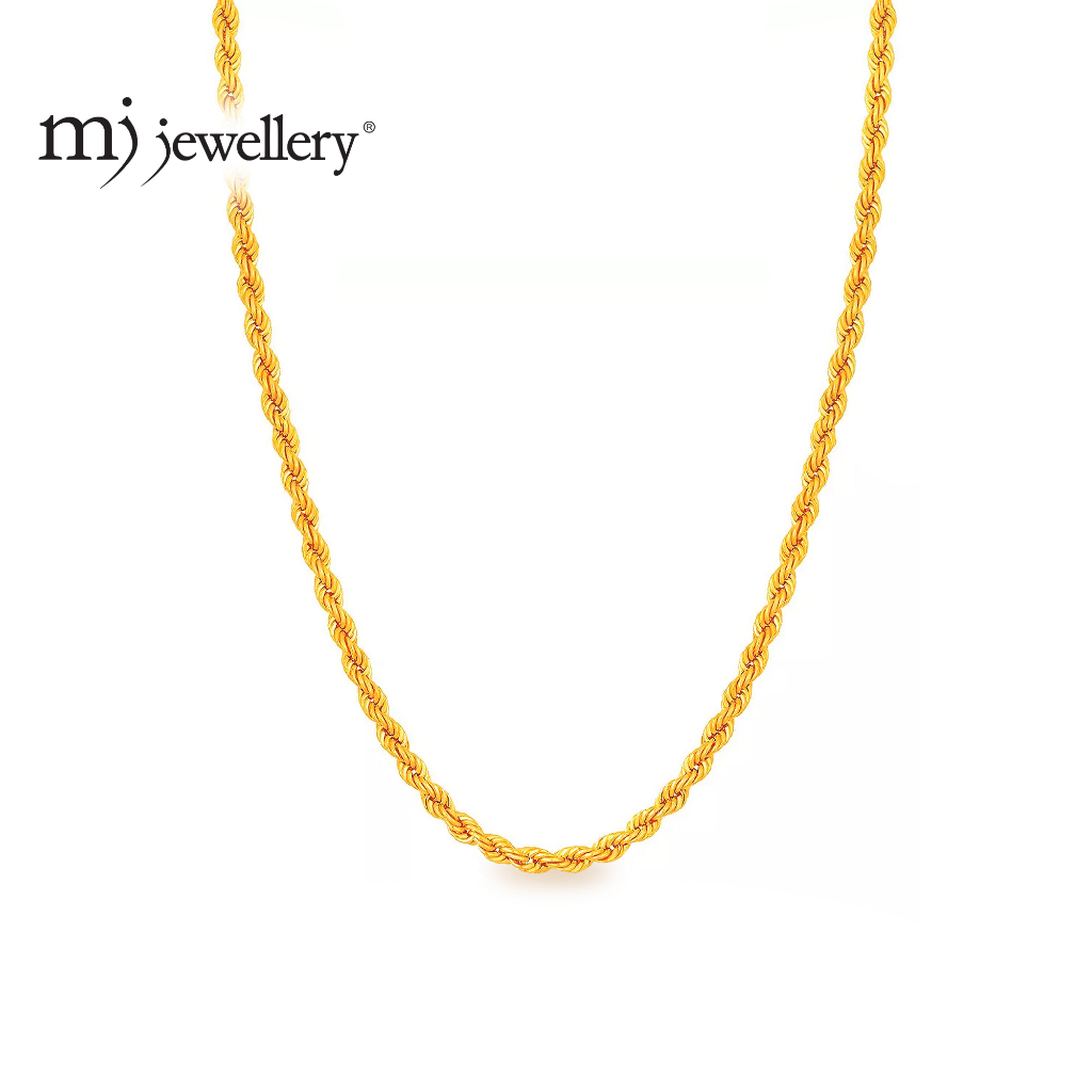 MJ Jewellery 916/22K Hollow Rope Chain Necklace R004
