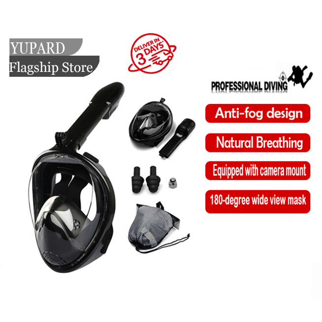 YUPARD Snorkeling full dry diving mask swimming mask With camera bracket