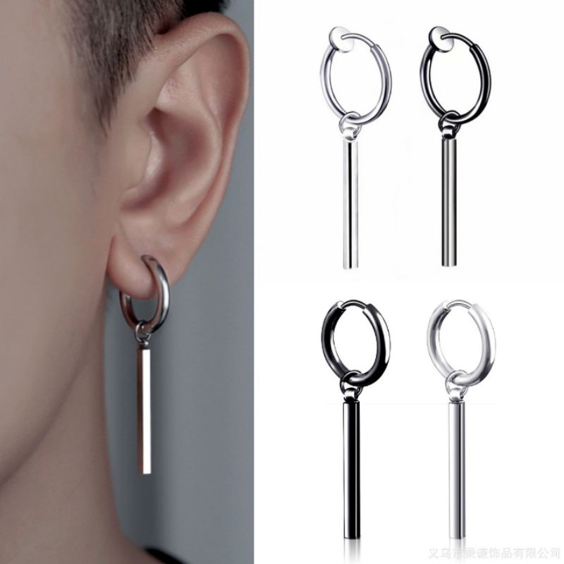 Korean Geometric Earring Trendy Men Women Titanium Steel Stylish Earrings