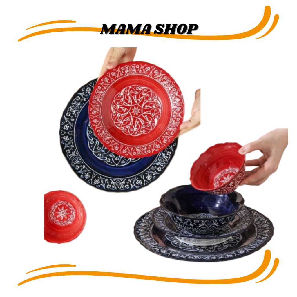 Turkish Style Ceramic Plates and Bowl Pinggan Mangkuk Seramik