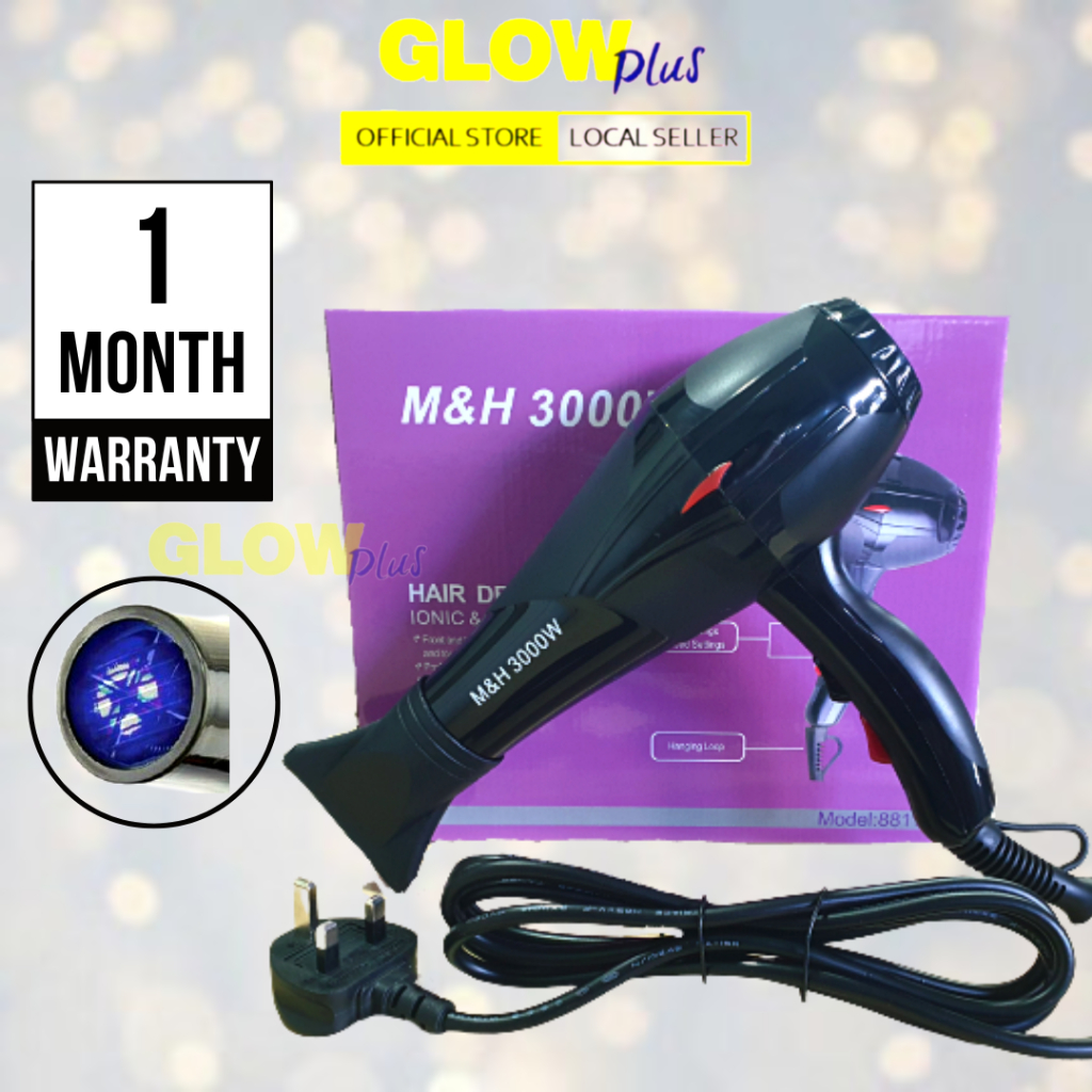 M&H Hair Dryer Blue Ionic 3000Watts 吹风筒 蓝光 负离子 发廊专用 Blue Ionic Hair Dryer