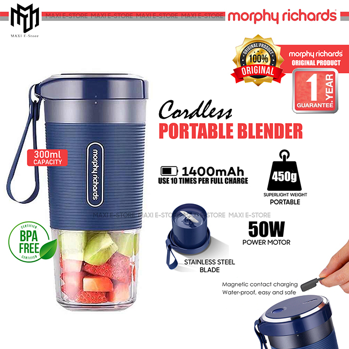 Morphy Richards Rechargeable Portable Mini Juicer Blender - Blue (300ml / 1400mAh) USB 403PB1