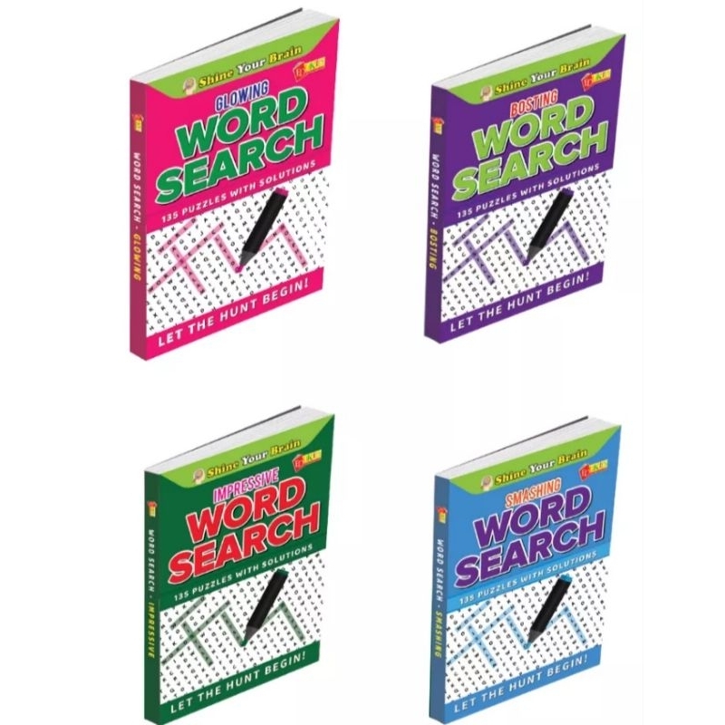 Shine Your Brain With Word Search-4 In A Set-Hobbies-Activity-Books-IQ