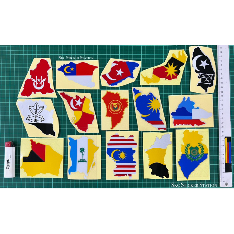 Peta Negeri Sticker (NS/KL/Penang/Pahang/Johor/Kelantan/Kedah/Perak/MY/Perlis/Sabah/Selangor/Terengganu/Melaka/Sarawak)