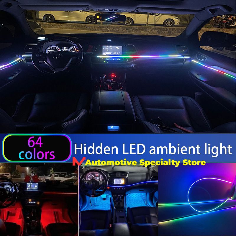 FULL LED CAR AMBIENT LIGHT / 汽车氛围灯 64COLOUR APP CONTROL Interior Acrylic Strips Light Guide Optic Decoration Light RGB