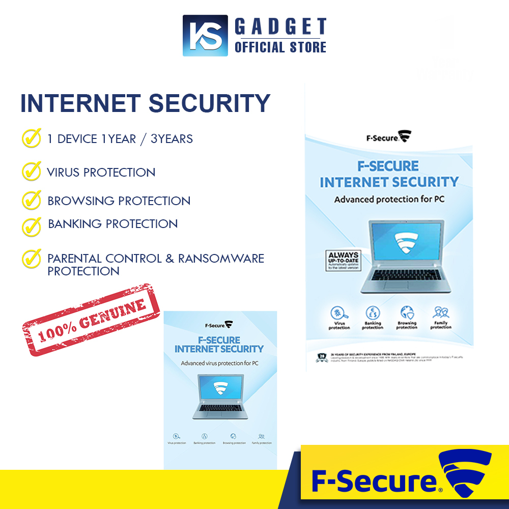 F-Secure Internet Security Advanced Protection Anti-Virus For PC 1 Device 1 / 3 Years