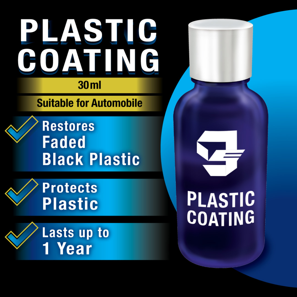 Plastic Coating (Quartz Coating) for Car and Motor Trim Plastic Restorer Faded Black Plastic