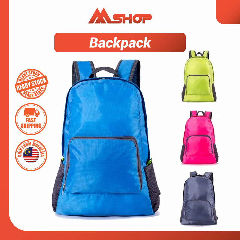 M^Shop Lightweight Backpack Foldable Bag Camping Outdoor Portable Backpack Beg 背包