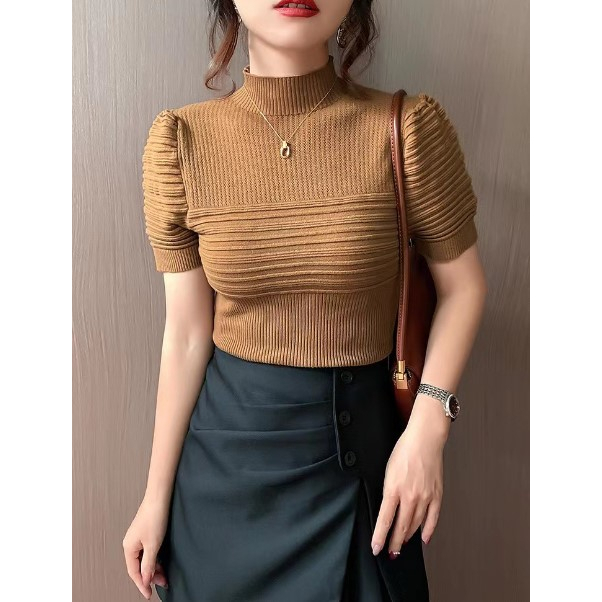 SA666 -Fesyen Baju Siap Stok Malaysia. Ready Stock Knitted Material Women Top Knitwear短袖针织上衣