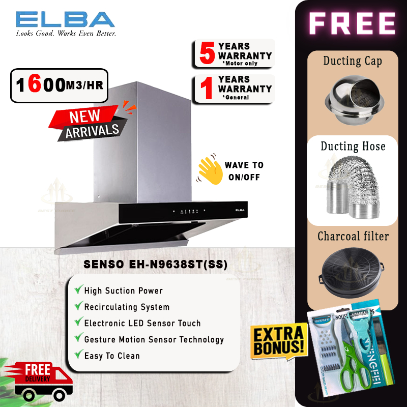 *VALUE SET + FREE GIFT ELBA 9088 COOKER HOOD DESIGNER HOOD RANGE HOOD PENYEDUT ASAP AND ELBA GAS HOB 抽油烟机