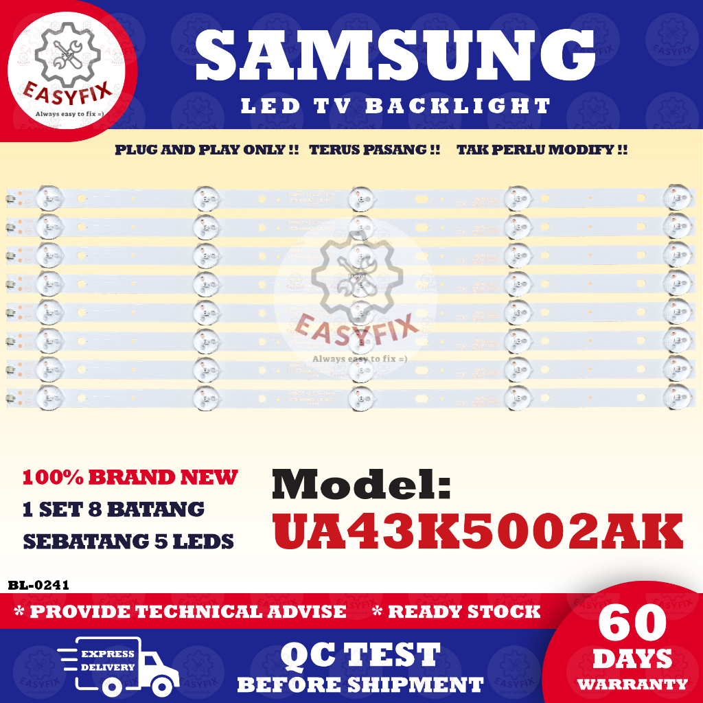 UA43K5002AK SAMSUNG 43 INCH LED TV BACKLIGHT ( LAMPU TV ) UA43K5002