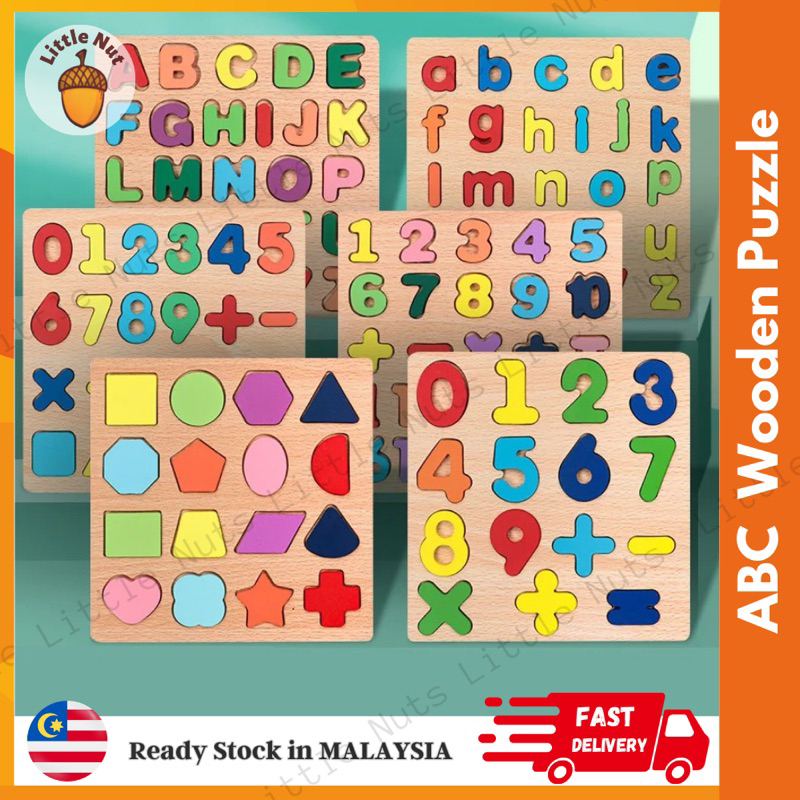 FastShipKids Toys Learning ABC Letter Alphabets Number Kids Wooden Jidsaw Puzzle Montessori Toys Early Learning Toys