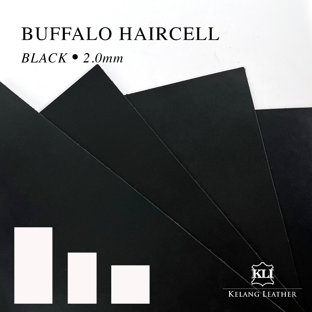 LEATHER PANELS Buffalo Haircell 2.0mm BLACK Genuine Buffalo Chrome Tanned Leather