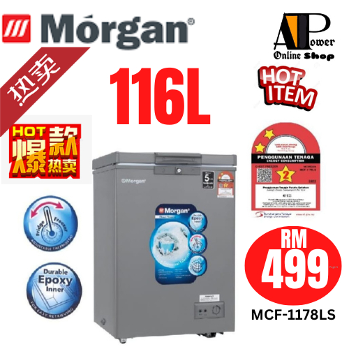 Morgan MCF-1178LS Gross 116L /MCF-Everest 10 Gross 105L Chest Freezer/ DUAL FUNCTION CHEST FREEZER PETI BEKU 116 Liter