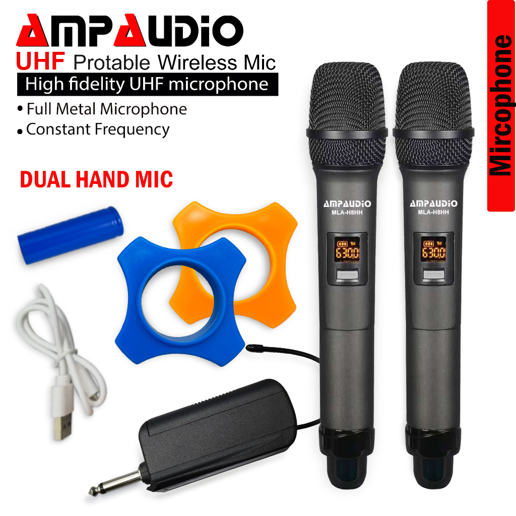 Karaoke Wireless Microphone AMPAUDIO Professional UHF Wireless Microphone H-Series Wireless Mic Karaoke Audio