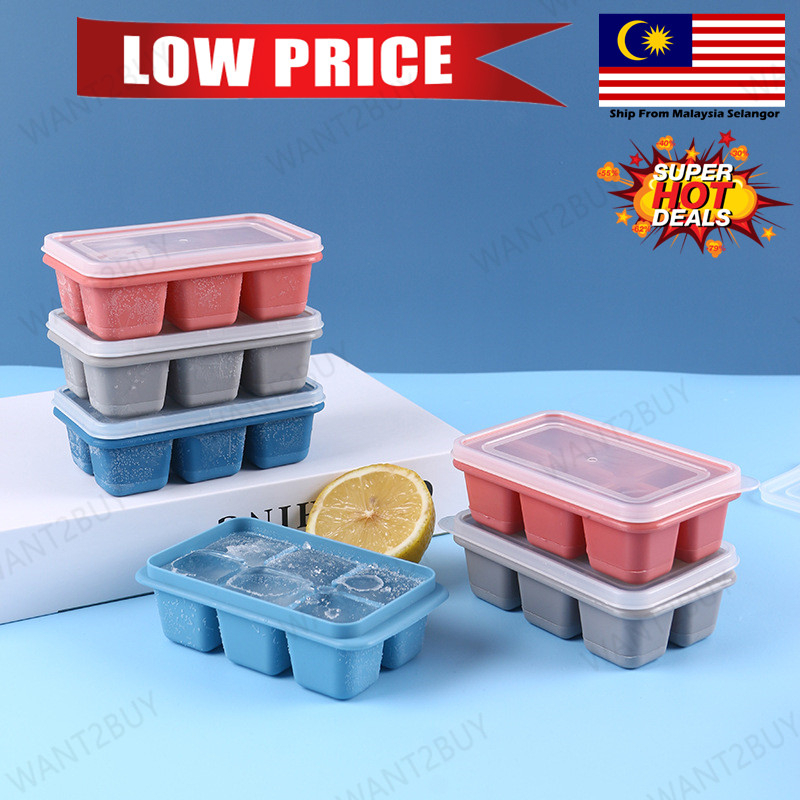 🇲🇾 Dulang Ais Icecube Box Ice Tray Ice Box Tray Mold Mould Square Maker Ice Cube Silicone Ice Cube Maker 冰箱冷冻自制冰格冰块制冰盒