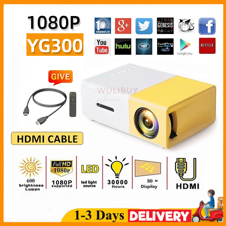 🔥 YG300 Portable Mini Projector Full HD 1080P Micro Mini Projector with LED Phone USB HDMI Android Projector Home 投影仪