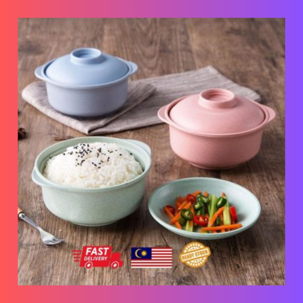 【Fast Delivery】 Plastic Food Rice Bowl With Cover Lid Kitchenware 15cm Mangkuk Plastik Isi Nasi Dengan Penutup