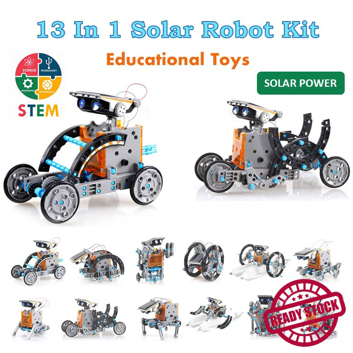 13 In 1 Solar Robot Kit DIY STEM Educational Building Toys Birthday Gift For Kids Mainan Budak 太阳能机器人