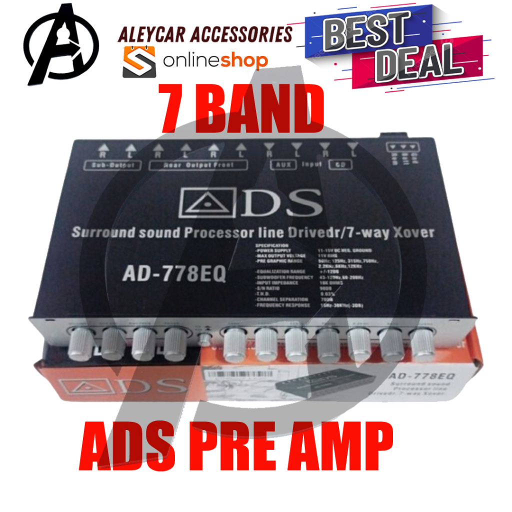 AD-778EQ VELLFIRE 7 BAND EQUALIZER PRE AMP / AMPLIFIER