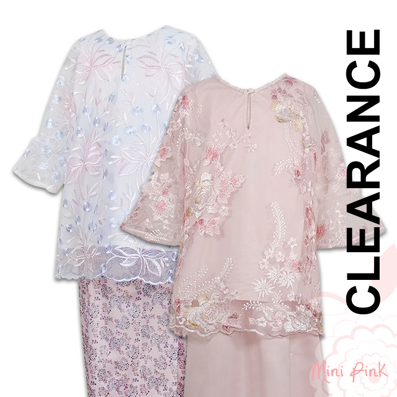 CLEARANCE Mini Pink Kids Girls Baju Kurung Defected Loose Set