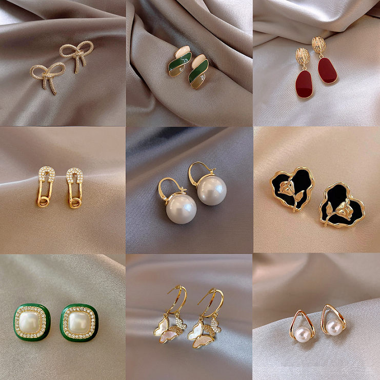 Earring S925 Silver Needle Elegant Pearl Diamond Cute Korean Style Earing Subang Telinga [Ready Stock Malaysia]