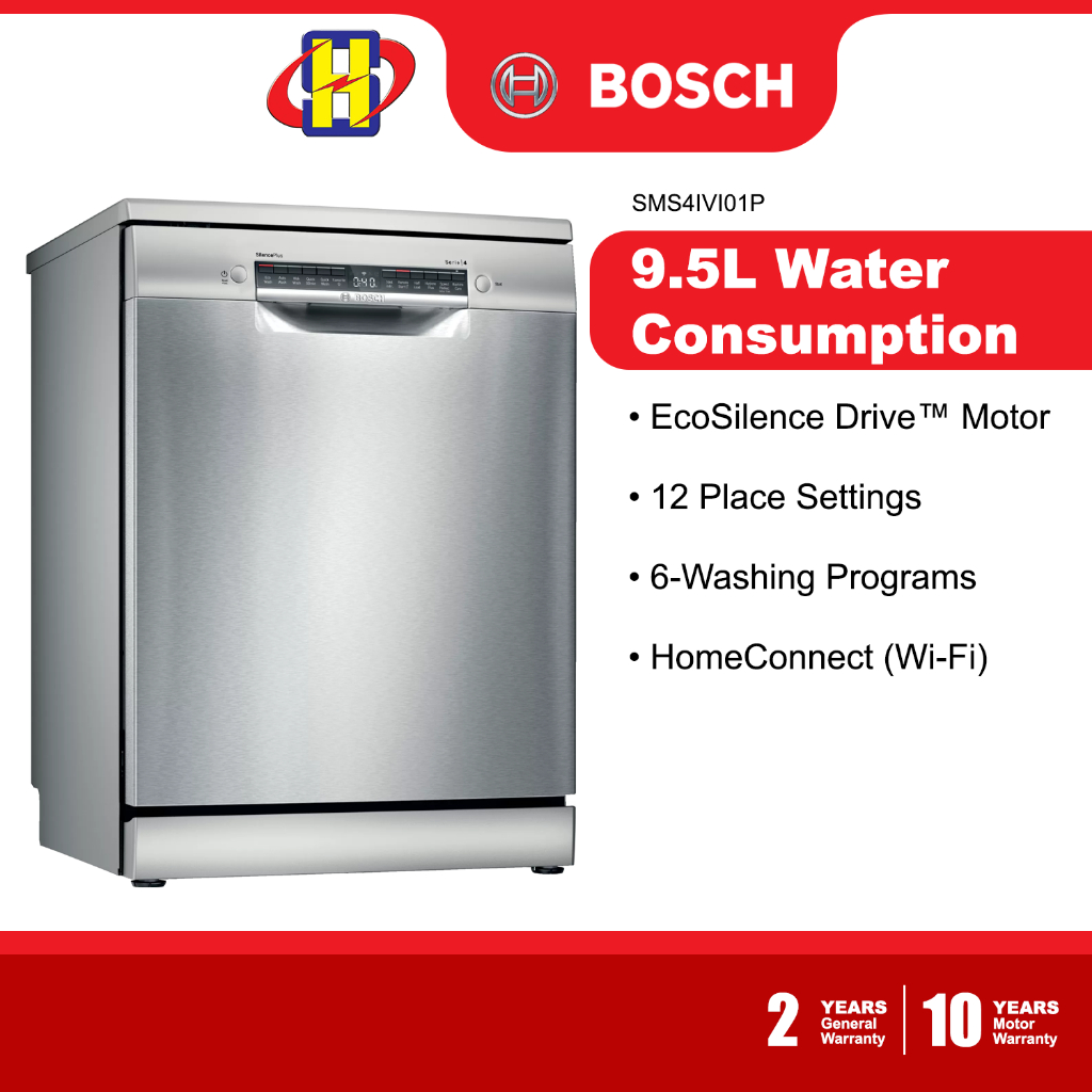 Bosch Dishwasher (12-Place Setting) EcoSilence 6-Washing Program Freestanding Dishwasher SMS4IVI01P