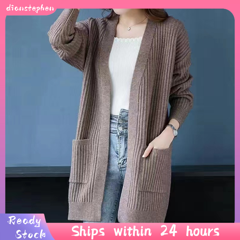 READY STOCK?Korean Style Knitted Loose Cardigan Casual Sweater Women Blouses&Shirts 【M-4XL】