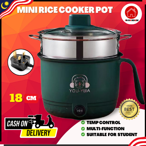 In-Da House1.8L Non Stick Electric Pot Frying Pan Rice Pirtable Mini Rice Cooker Periuk Nasi Elektrik periuk naso